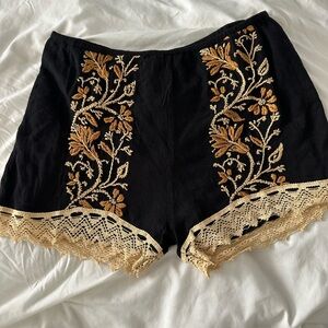 RAGA Ophelia Black Embroidered Shorts